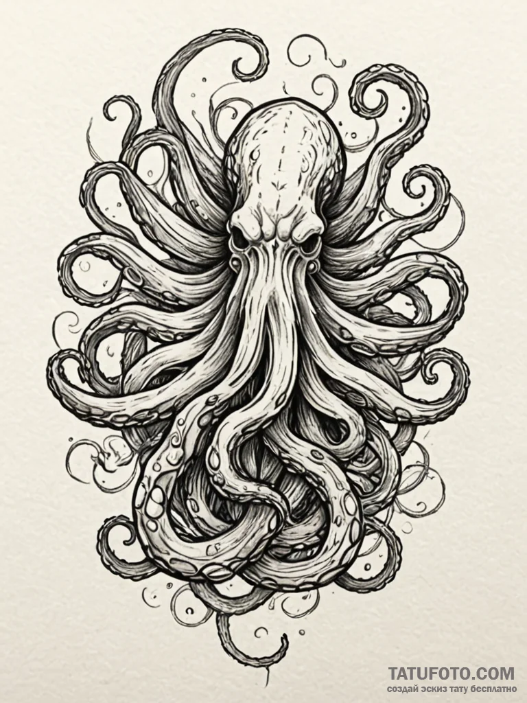 Kraken tendrils in cosmic storm, concept art... - эскиз тату (№1752542451_0, 15.07.2025 01:20) — Tatufoto.com