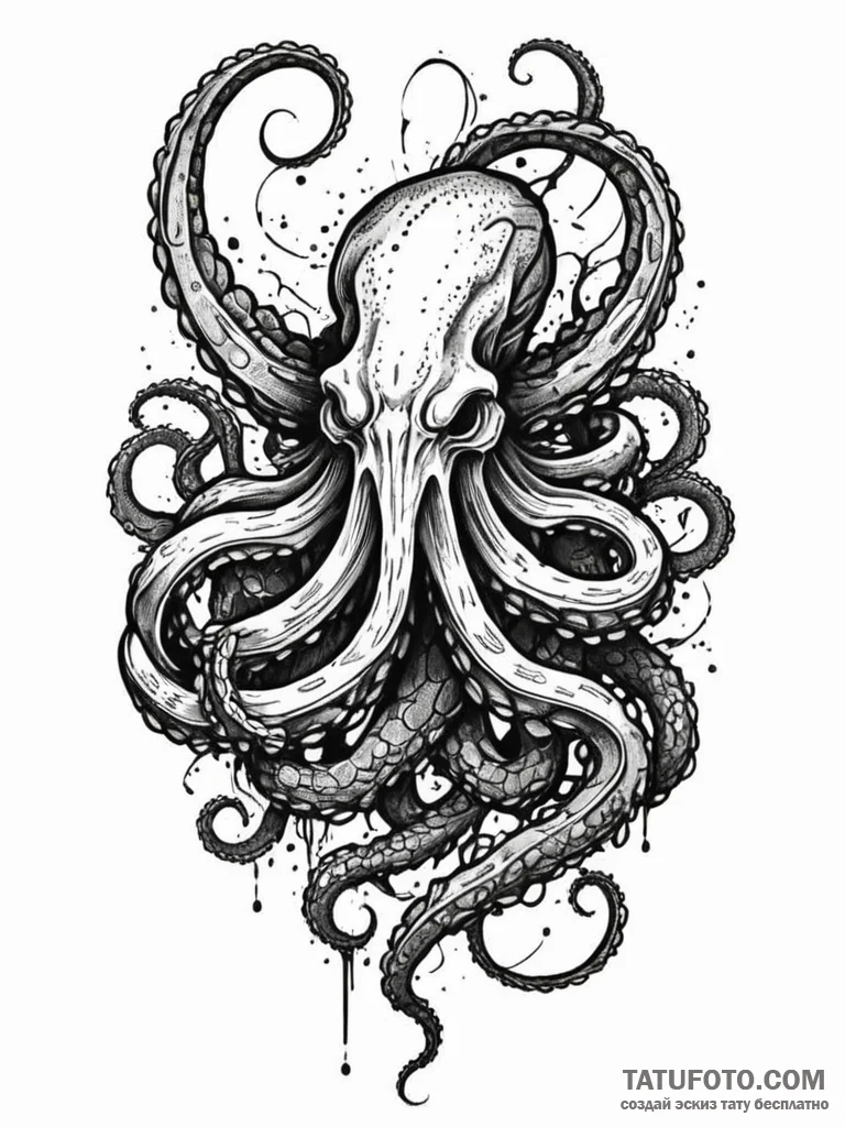 Kraken talon clutching relic, tattoo drawing... - эскиз тату (№1752542536_0, 15.07.2025 01:22) — Tatufoto.com