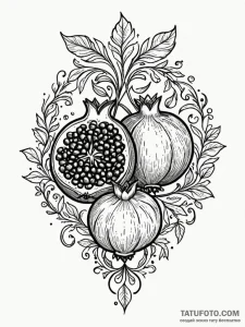 Pomegranate split open to reveal gemstones, t... - эскиз тату (№1752542621_0, 15.07.2025 01:23) — Tatufoto.com