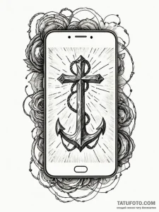 A detailed broken phone screen, cracked,, art... - эскиз тату (№1752542706_0, 15.07.2025 01:25) — Tatufoto.com