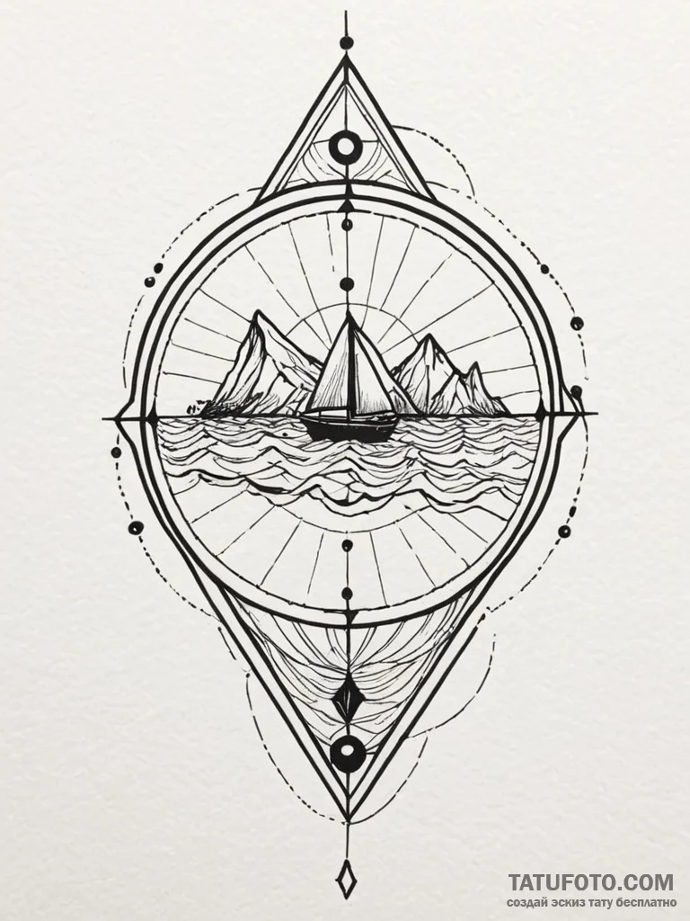 Navigator's chart with rhumb lines and coasta... - эскиз тату (№1752542792_0, 15.07.2025 01:26) — Tatufoto.com