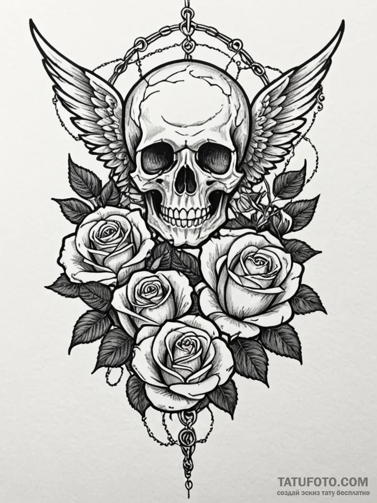 Angelic chains releasing soul, tattoo drawing... - эскиз тату (№1752542877_0, 15.07.2025 01:27) — Tatufoto.com
