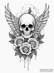 Jagged wings tearing through mist, tattoo dra... - эскиз тату (№1752543047_0, 15.07.2025 01:30) — Tatufoto.com