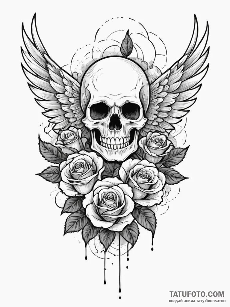 Jagged wings tearing through mist, tattoo dra... - эскиз тату (№1752543047_0, 15.07.2025 01:30) — Tatufoto.com