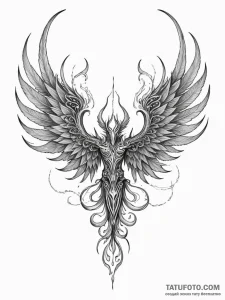 Nephilim with wings of shadow and fire, tatto... - эскиз тату (№1752543301_0, 15.07.2025 01:35) — Tatufoto.com
