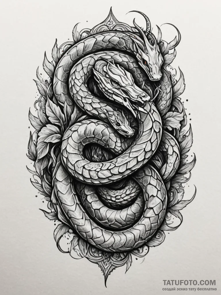 Ashen serpent glowing with life force, artist... - эскиз тату (№1752543555_0, 15.07.2025 01:39) — Tatufoto.com