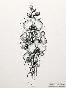 Orchid vine growing through bone, concept art... - эскиз тату (№1752544068_0, 15.07.2025 01:47) — Tatufoto.com