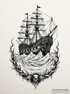 Pirate shipwreck beneath frozen sea, tattoo f... - эскиз тату (№1752544154_0, 15.07.2025 01:49) — Tatufoto.com