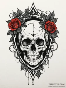 Broken shield overgrown with ivy, tattoo draw... - эскиз тату (№1752544240_0, 15.07.2025 01:50) — Tatufoto.com