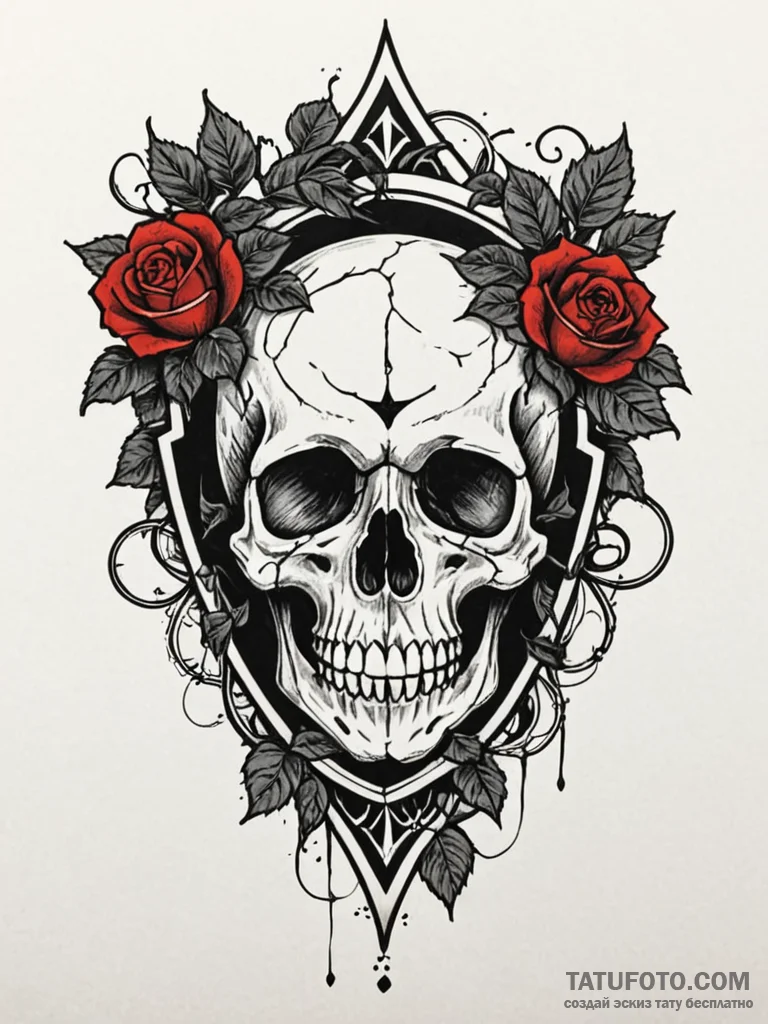 Broken shield overgrown with ivy, tattoo draw... - эскиз тату (№1752544240_0, 15.07.2025 01:50) — Tatufoto.com