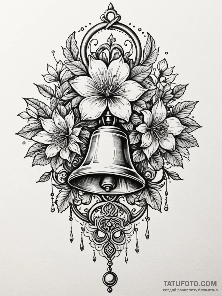 Bells (flower), concept art for tattoo, black... - эскиз тату (№1752544667_0, 15.07.2025 01:57) — Tatufoto.com