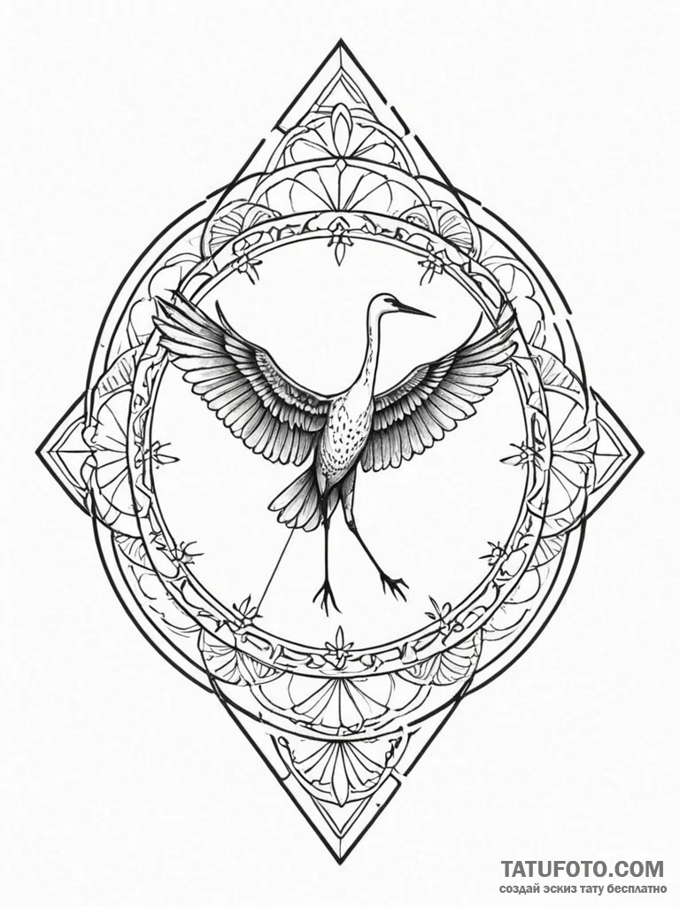 Kimono with spectral crane pattern, concept a… — эскиз тату (№1752544839_0, 15.07.2025 02:00) — Tatufoto.com
