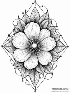 Sapphire flower blooming through frost, ink i... - эскиз тату (№1752544924_0, 15.07.2025 02:02) — Tatufoto.com