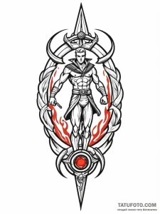 Animated blade battling spectral foe, tattoo... - эскиз тату (№1752545093_0, 15.07.2025 02:04) — Tatufoto.com