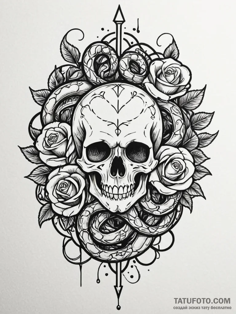 Gorgon's head with snakes of writhing shadow,... - эскиз тату (№1752545178_0, 15.07.2025 02:06) — Tatufoto.com
