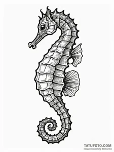 Seahorse, artistic tattoo sketch, stylized in... - эскиз тату (№1752545263_0, 15.07.2025 02:07) — Tatufoto.com