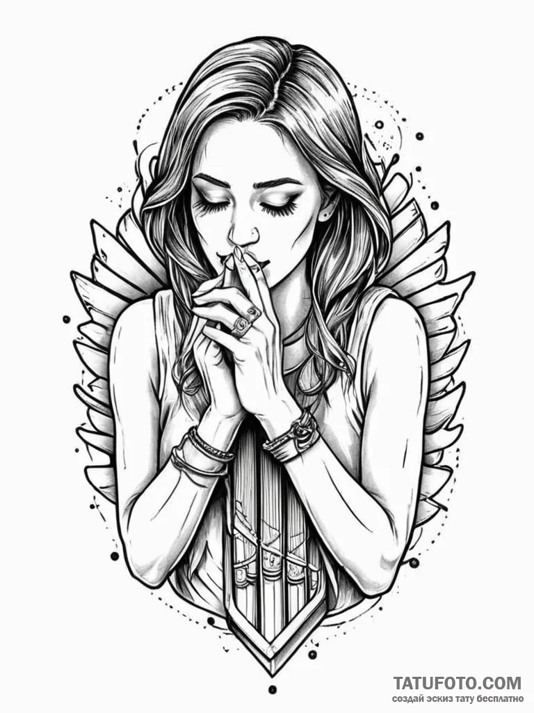 Pan flute cracked and bleeding notes, tattoo... - эскиз тату (№1752546458_0, 15.07.2025 02:27) — Tatufoto.com