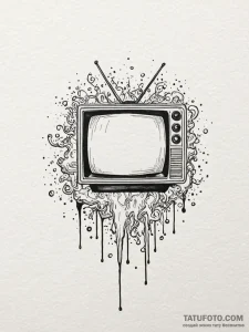 Tv with 'color bars' test pattern, artistic t... - эскиз тату (№1752546543_0, 15.07.2025 02:29) — Tatufoto.com