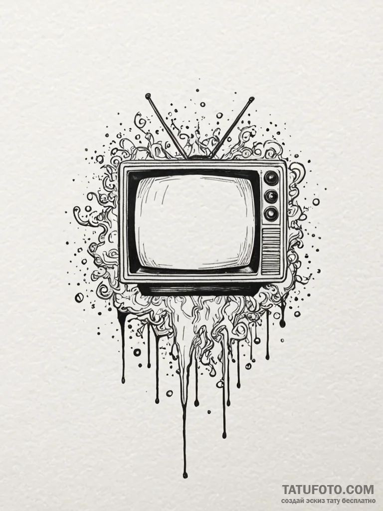 Tv with ‘color bars’ test pattern, artistic t… — эскиз тату (№1752546543_0, 15.07.2025 02:29) — Tatufoto.com