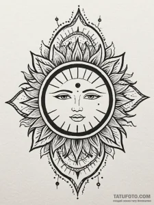Sun, tattoo flash sheet design, moderately de... - эскиз тату (№1752546629_0, 15.07.2025 02:30) — Tatufoto.com