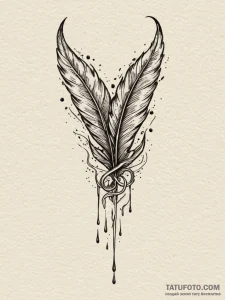Quill dripping spectral ink, ink illustration... - эскиз тату (№1752546798_0, 15.07.2025 02:33) — Tatufoto.com