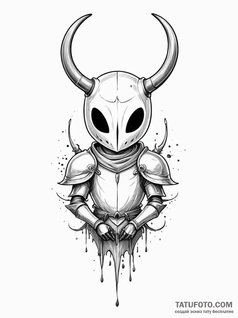 The knight from hollow knight, tattoo line ar... - эскиз тату (№1752546884_0, 15.07.2025 02:34) — Tatufoto.com