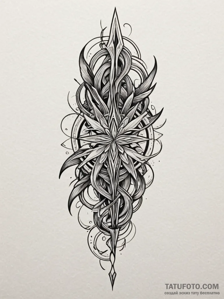 Fractured blade echoing spectral light, tatto... - эскиз тату (№1752547734_0, 15.07.2025 02:48) — Tatufoto.com