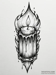 Candle flame trapped in crystal, tattoo flash... - эскиз тату (№1752550042_0, 15.07.2025 03:27) — Tatufoto.com