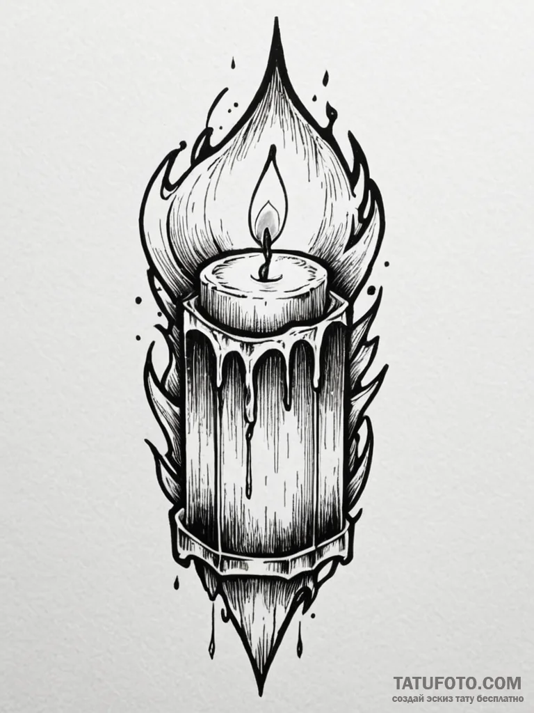 Candle flame trapped in crystal, tattoo flash... - эскиз тату (№1752550042_0, 15.07.2025 03:27) — Tatufoto.com