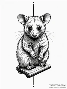 Possum, artistic tattoo sketch, black and whi... - эскиз тату (№1752550215_0, 15.07.2025 03:30) — Tatufoto.com