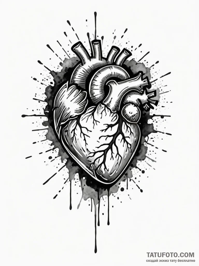 Animated heart bleeding light, tattoo flash s... - эскиз тату (№1752550558_0, 15.07.2025 03:35) — Tatufoto.com