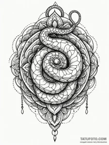 A telephone with its cord turning into a snak... - эскиз тату (№1752550899_0, 15.07.2025 03:41) — Tatufoto.com