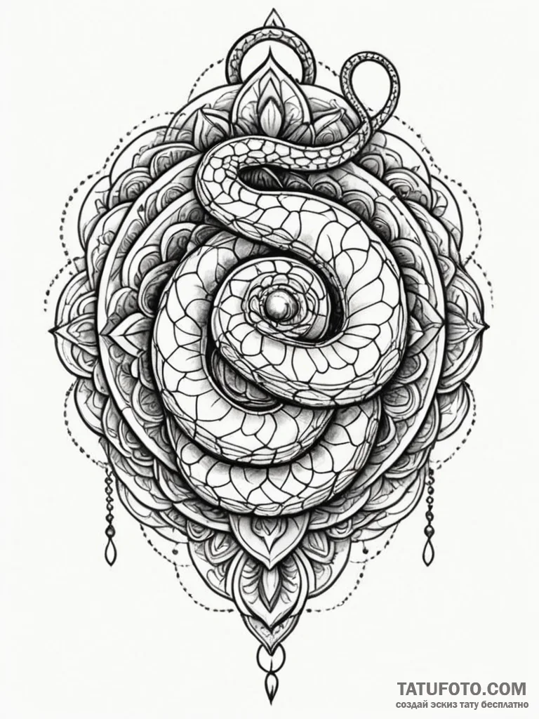 A telephone with its cord turning into a snak... - эскиз тату (№1752550899_0, 15.07.2025 03:41) — Tatufoto.com