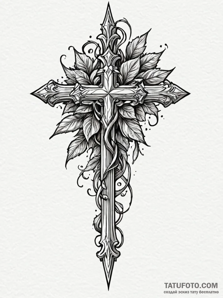 Silver dagger wrapped in ivy, tattoo sketch d... - эскиз тату (№1752550985_0, 15.07.2025 03:43) — Tatufoto.com