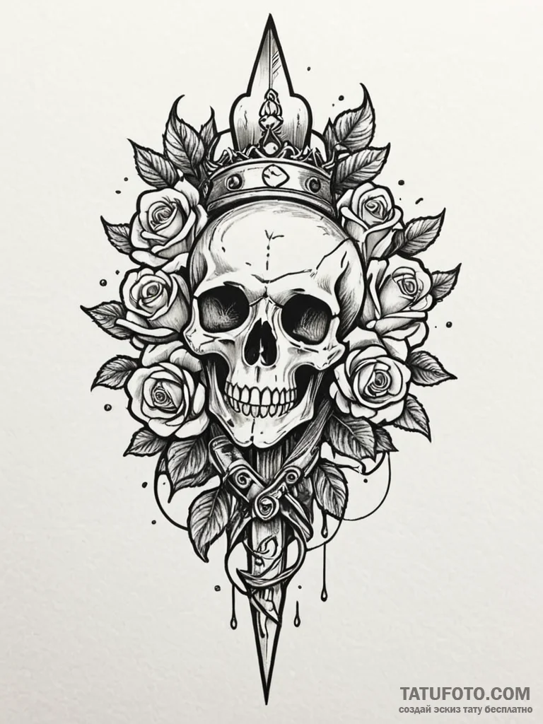 Salt dagger crowned in frost, tattoo line art… — эскиз тату (№1752551157_0, 15.07.2025 03:45) — Tatufoto.com