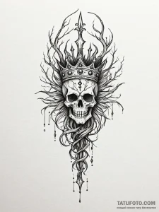 Ghost dagger crowned in roots, tattoo sketch... - эскиз тату (№1752551618_0, 15.07.2025 03:53) — Tatufoto.com