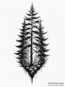 Evergreen forest silhouette, representing con... - эскиз тату (№1752551873_0, 15.07.2025 03:57) — Tatufoto.com