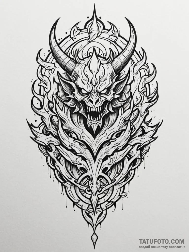 Hell’s gate, ornate and fiery, guarded by dem… — эскиз тату (№1752551957_0, 15.07.2025 03:59) — Tatufoto.com