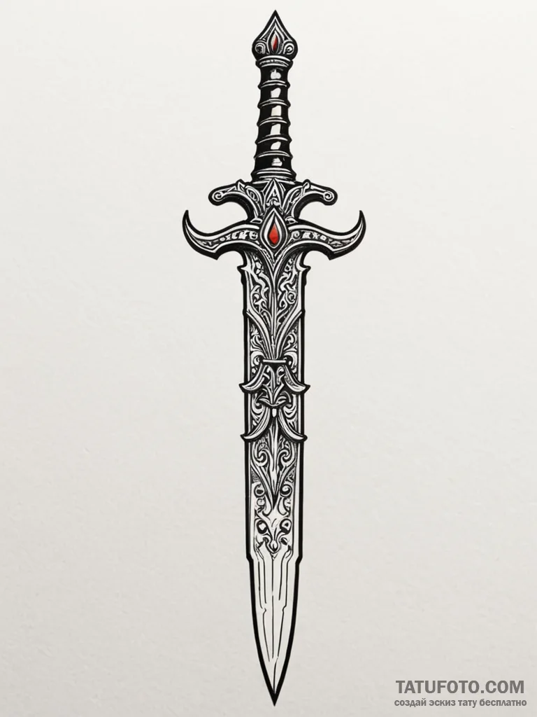 Obsidian dagger with a handle of carved bone,... - эскиз тату (№1752552638_0, 15.07.2025 04:10) — Tatufoto.com