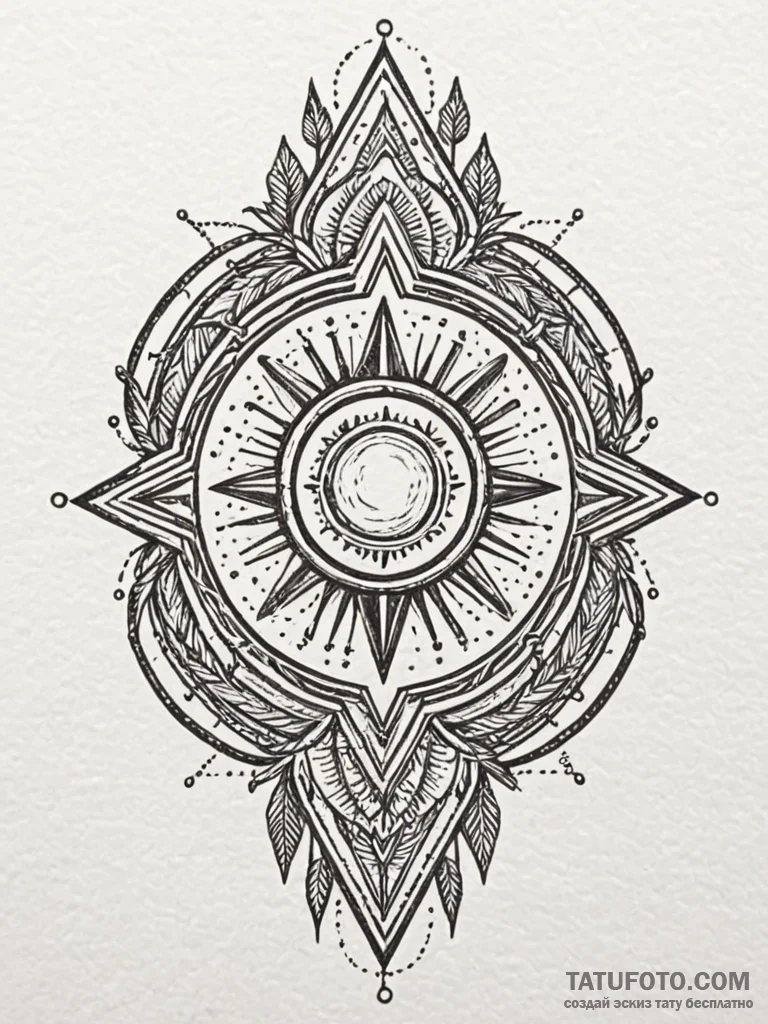 Opal arrow piercing ancient seal, ink illustr… — эскиз тату (№1752552894_0, 15.07.2025 04:14) — Tatufoto.com
