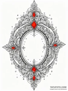 Mirror relic crowned in stars, tattoo line ar... - эскиз тату (№1752552979_0, 15.07.2025 04:16) — Tatufoto.com