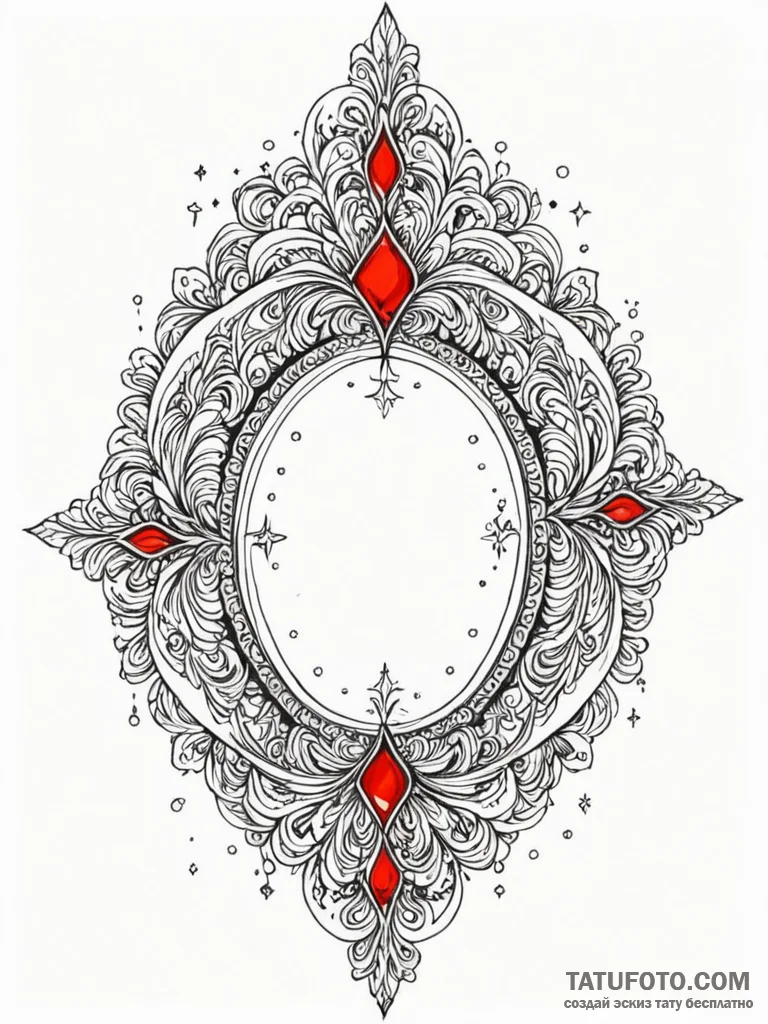 Mirror relic crowned in stars, tattoo line ar… — эскиз тату (№1752552979_0, 15.07.2025 04:16) — Tatufoto.com