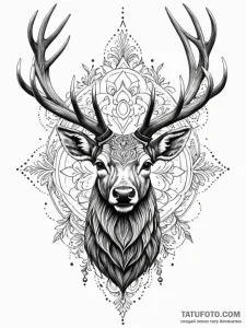 Animated stag with shifting form, tattoo draw... - эскиз тату (№1752553149_0, 15.07.2025 04:19) — Tatufoto.com
