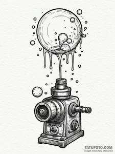 A whimsical bubble machine at a party, festiv... - эскиз тату (№1752553234_0, 15.07.2025 04:20) — Tatufoto.com