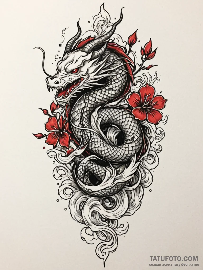 Dagger wrapped in spectral serpent, ink illus... - эскиз тату (№1752553490_0, 15.07.2025 04:24) — Tatufoto.com