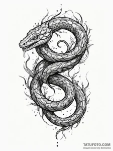 Opal serpent slithering through frost, tattoo... - эскиз тату (№1752553917_0, 15.07.2025 04:31) — Tatufoto.com
