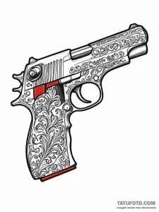 Desert eagle pistol with intricate, baroque e... - эскиз тату (№1752554172_0, 15.07.2025 04:36) — Tatufoto.com