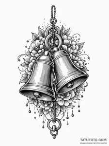 A classic bell on a leash, pet accessory,, in... - эскиз тату (№1752554683_0, 15.07.2025 04:44) — Tatufoto.com