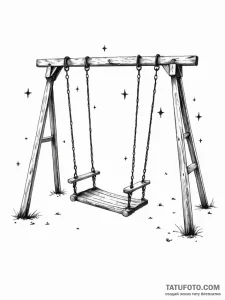 Empty swing set under a starry sky, ink illus... - эскиз тату (№1752555024_0, 15.07.2025 04:50) — Tatufoto.com