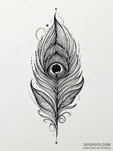 Peacock feather with the "eye" being a tiny,... - эскиз тату (№1752555194_0, 15.07.2025 04:53) — Tatufoto.com